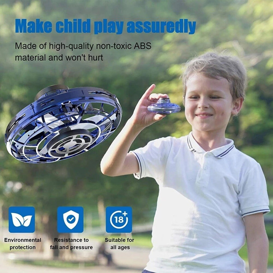 Flynova Mini Drone LED UFO Type Flying Helicopter Spinner Fingertip Upgrade Flight Gyro Aircraft Toy Adult Kids Christmas Gift