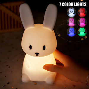 Rabbit Night Light Uppladdningsbar Silikon Touch Bunny Lamp